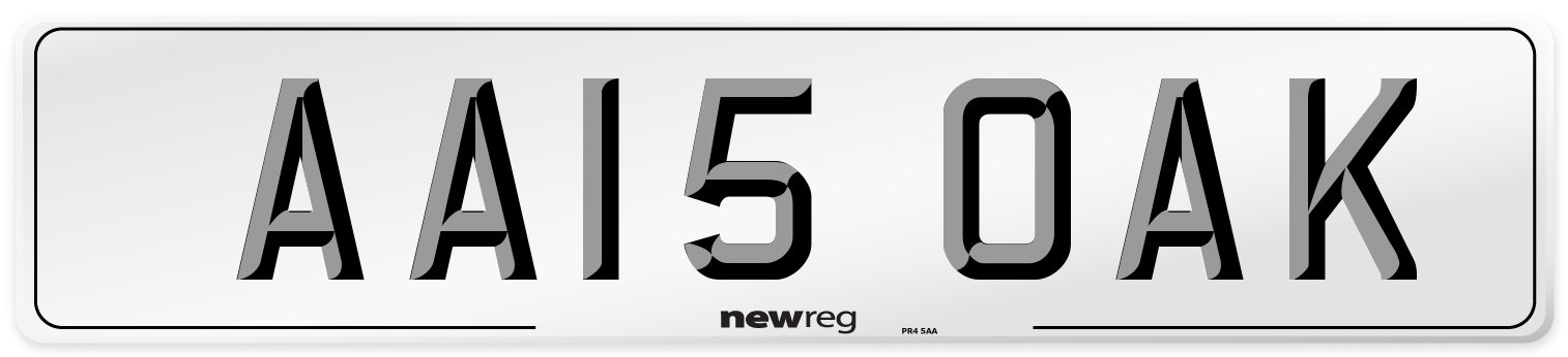AA15 OAK Number Plate from New Reg